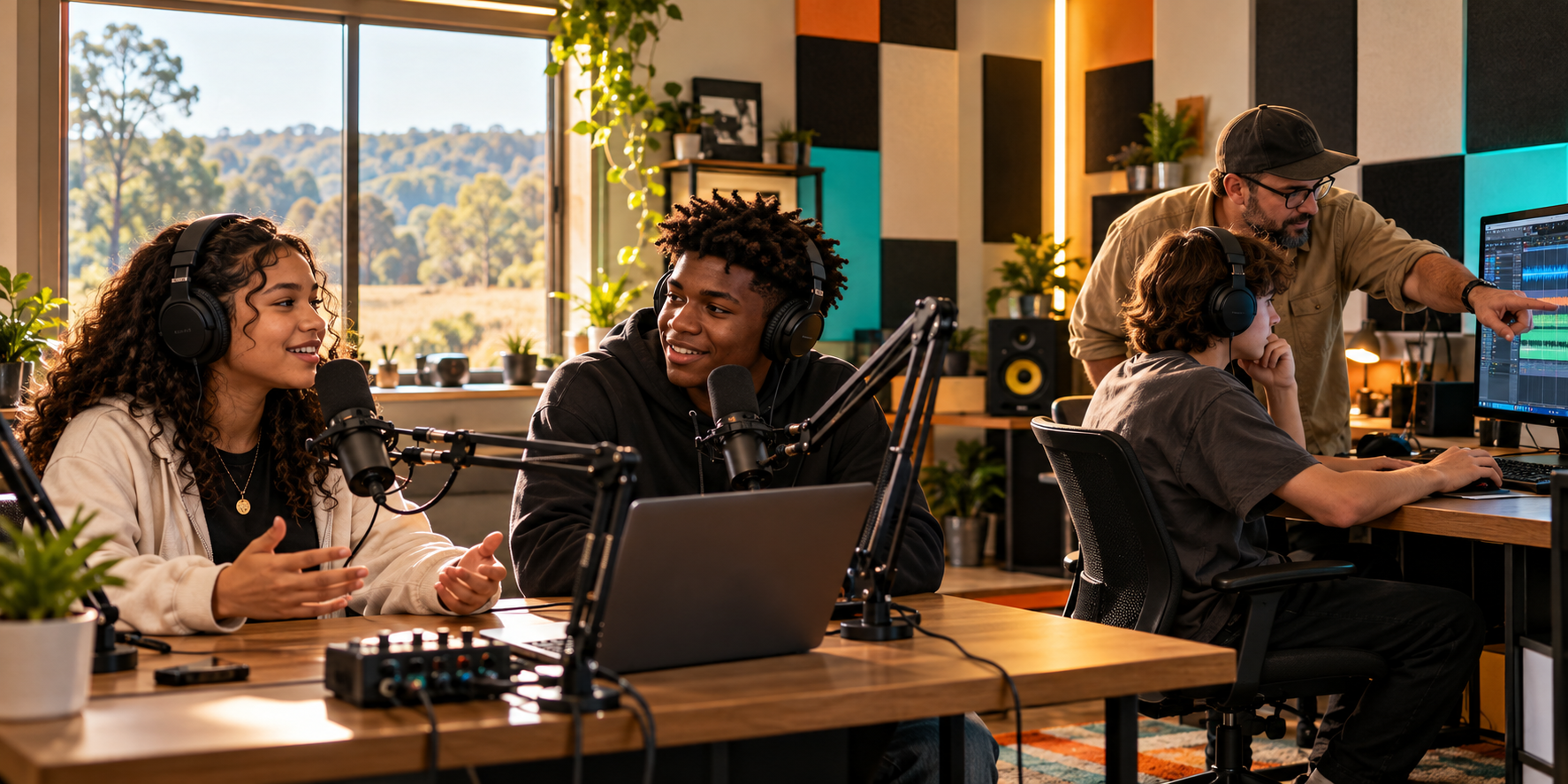 Teen podcast and digital media studio concept