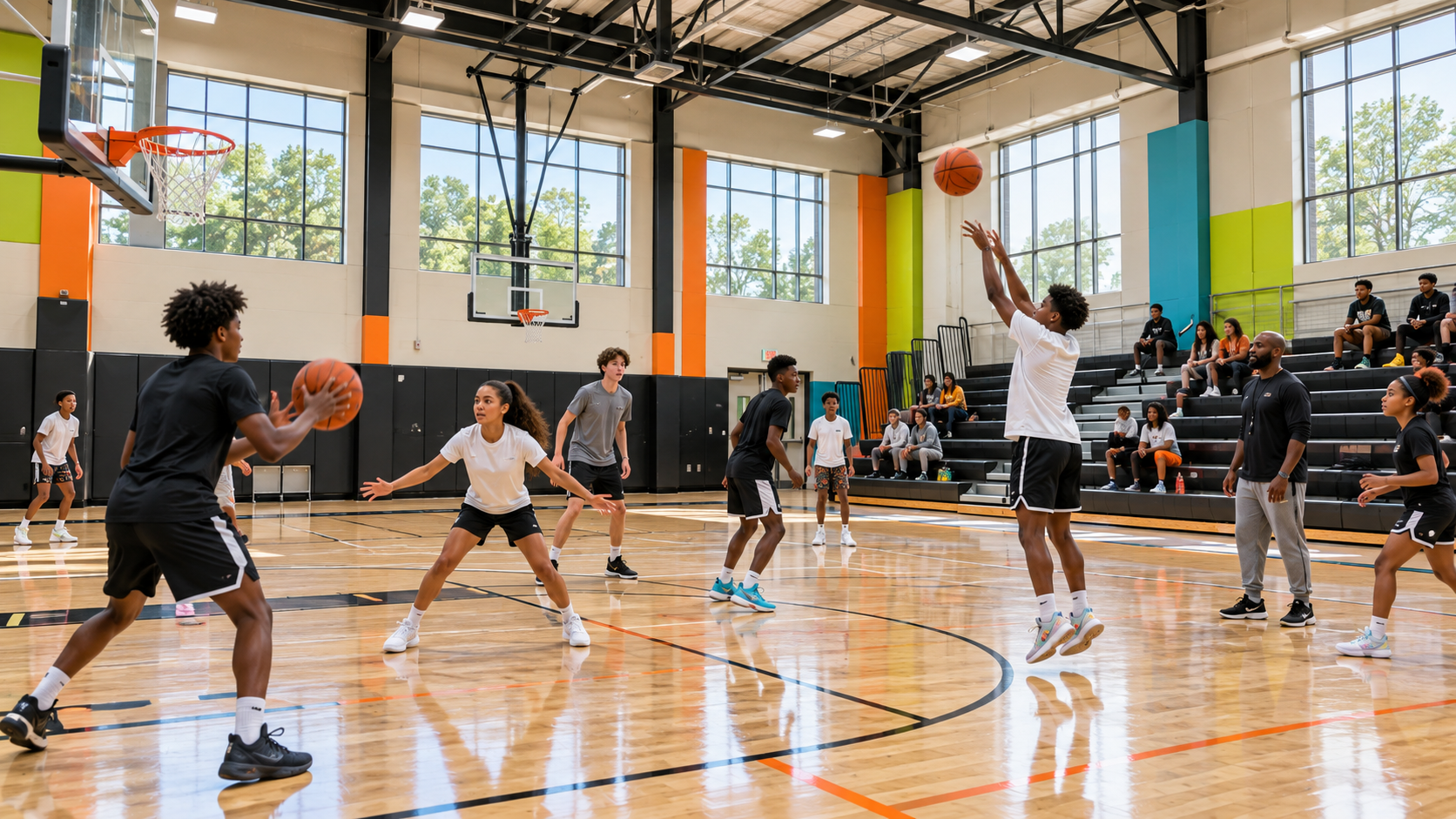 Supervised teen basketball and recreation concept